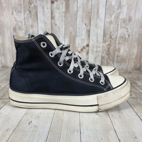 Converse All Star Platform High Top Black Sneakers Women's Size 9 Trendy - Picture 1 of 8